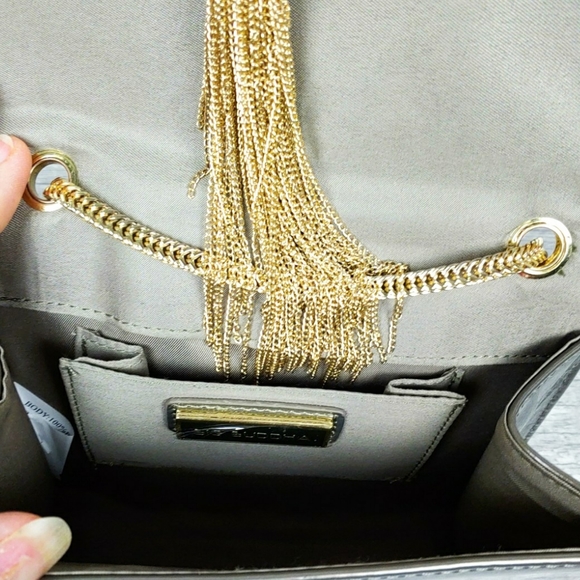 Big Buddha Quilted Shiny Pewter Patent Lthr Bag - Picture 4 of 7